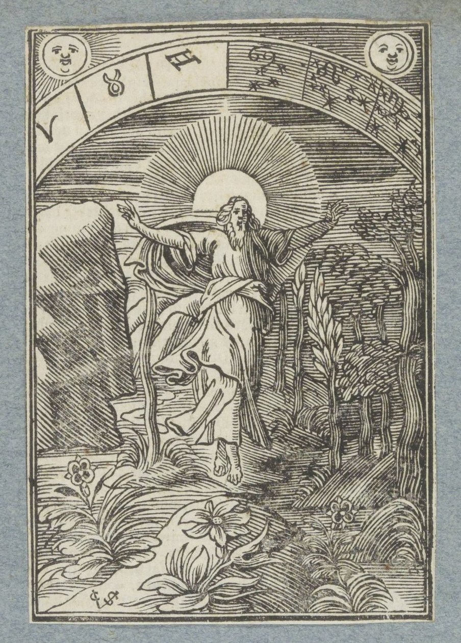 Neljäs luomispäivä: auringon, kuun ja tähtien luominen tekijältä Christoffel van Sichem (II)
