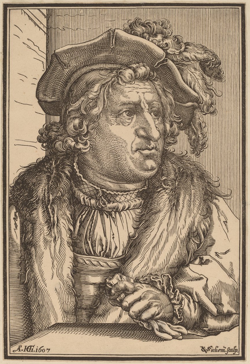 Mies, jolla on umpilaki tekijältä Christoffel van Sichem I after Hendrik Goltzius
