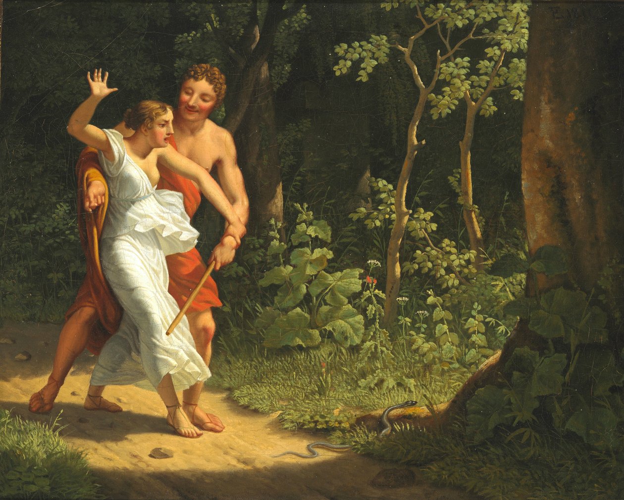 Viettelevä kohtaus metsässä tekijältä Christoffer Wilhelm Eckersberg