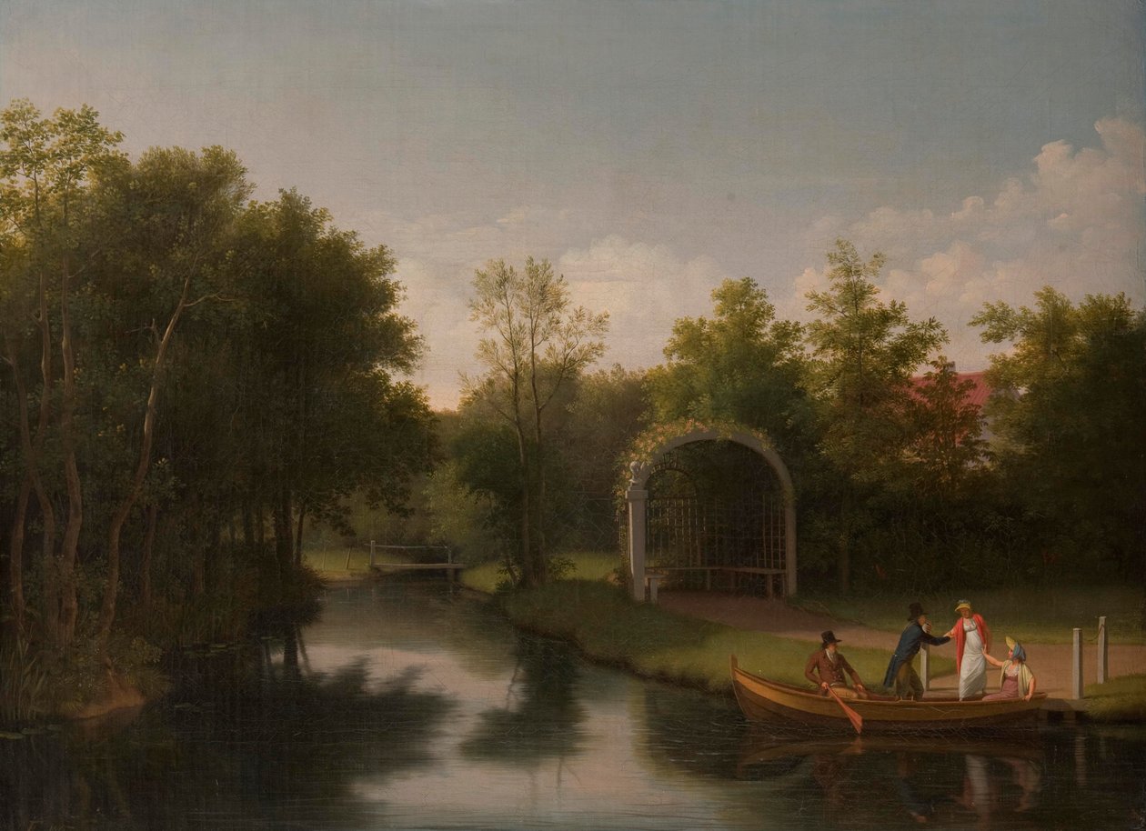 Lehtimaja Sanderumgårdin kartanon puistossa tekijältä Christoffer Wilhelm Eckersberg