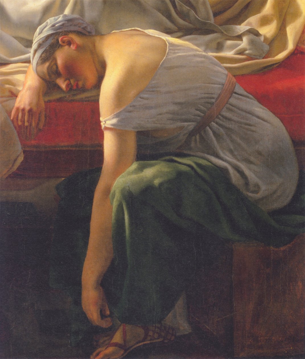 En sovende kvinde i antik dragt. Alkyones amme tekijältä Christoffer Wilhelm Eckersberg