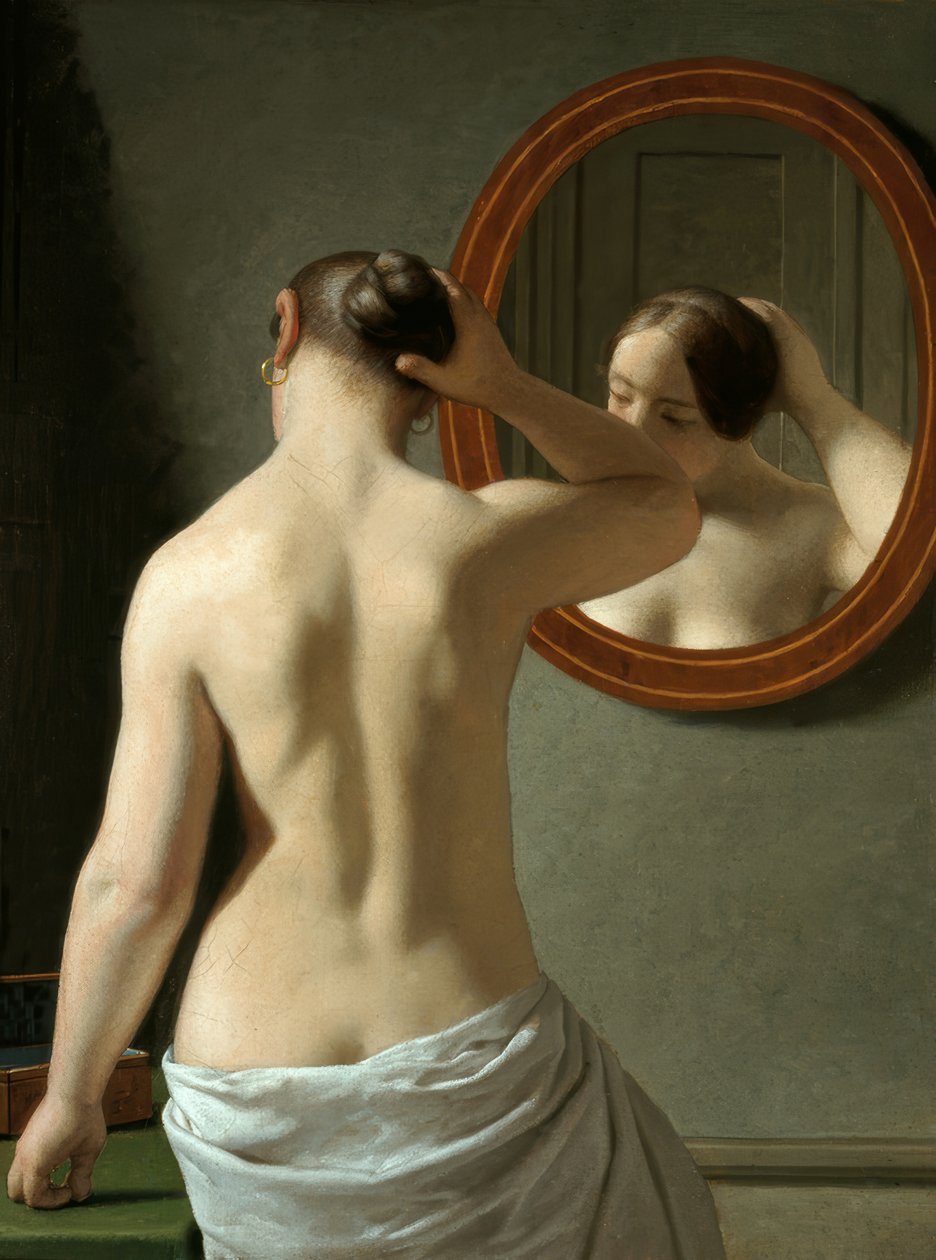 Junge Frau vor einem Spiegel tekijältä Christoffer Wilhelm Eckersberg