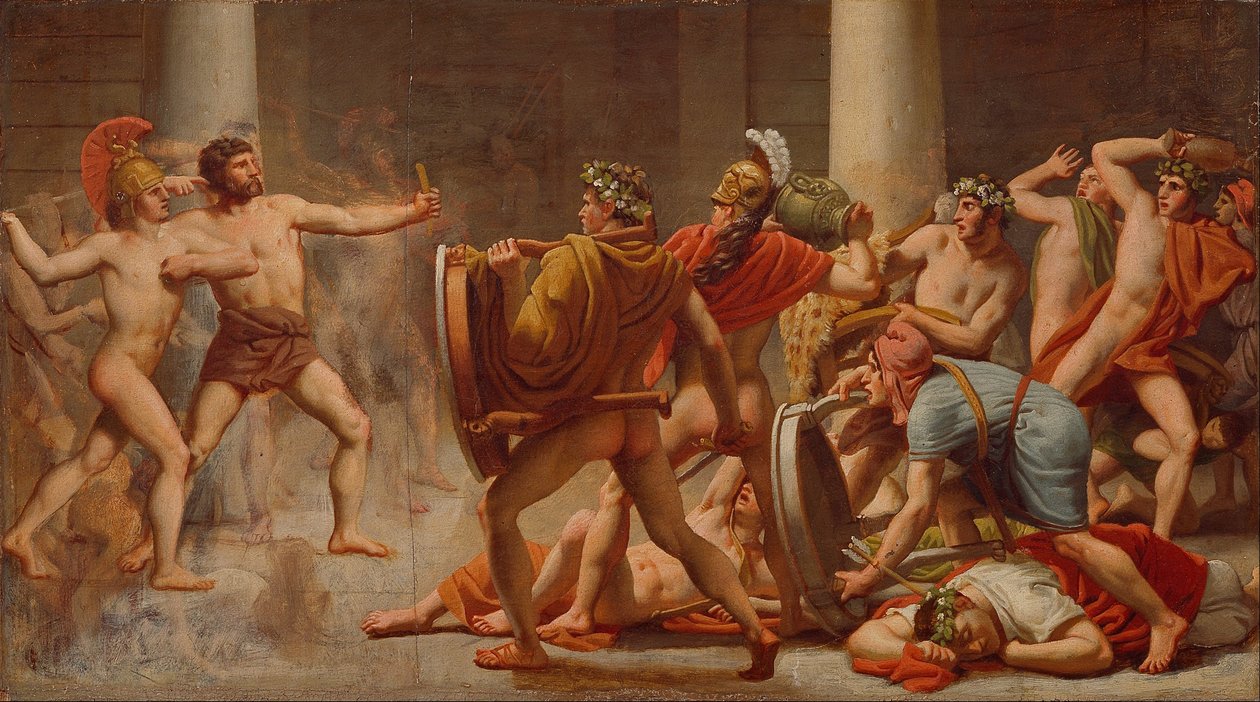 Ulysses kostaa Penelopen kosijoita tekijältä Christoffer Wilhelm Eckersberg