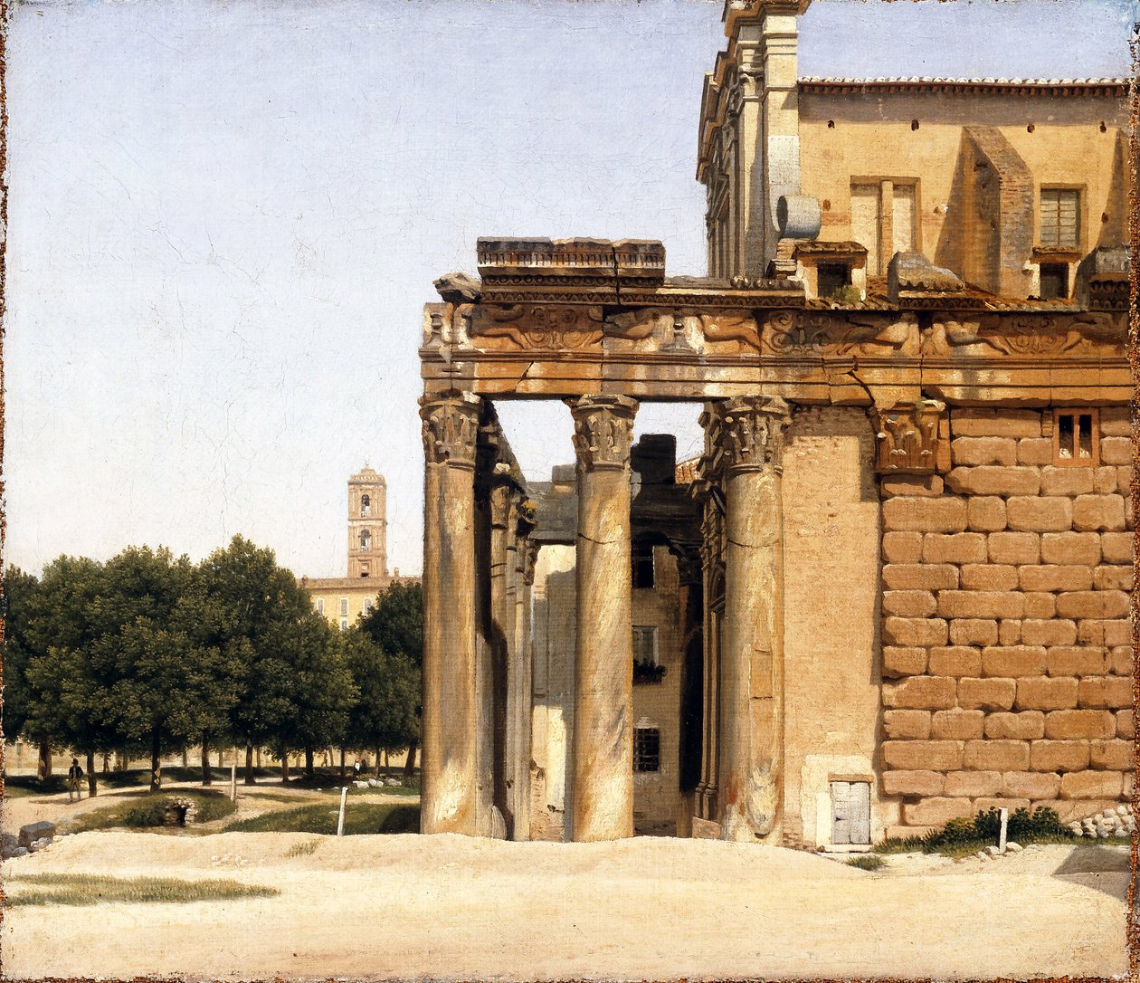 Vue de la via Sacra, Rooma - Peinture de Christoffer Wilhelm Eckersberg (1783-1853) Näkymä Via Sacralle, Rooma Öljy kankaalle 1814 Ny Carlsberg Glyptotek 28x33 tekijältä Christoffer Wilhelm Eckersberg
