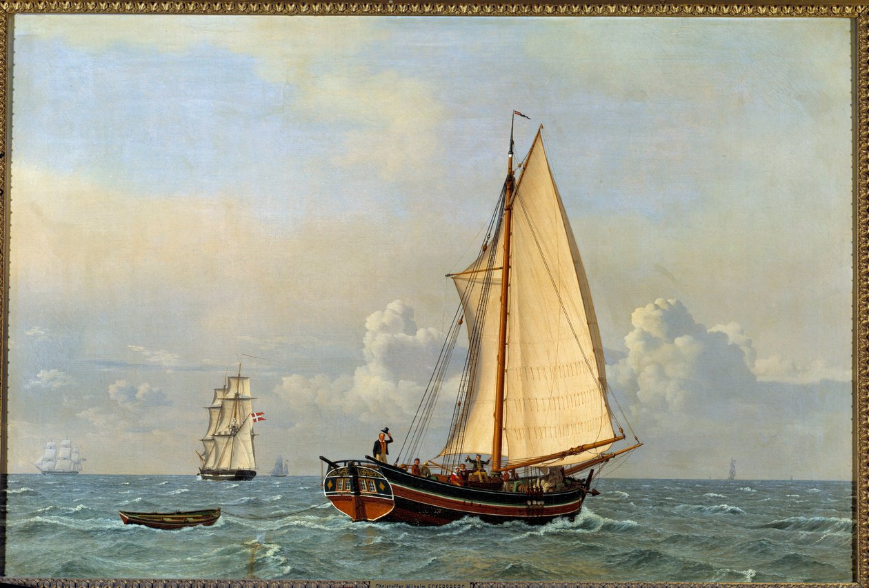 Entinen tanskalainen laiva, joka kulkee vastatuuleen vuonna 1831 Christoffer Wilhelm Eckersbergin (1783-1853) maalaus tekijältä Christoffer Wilhelm Eckersberg