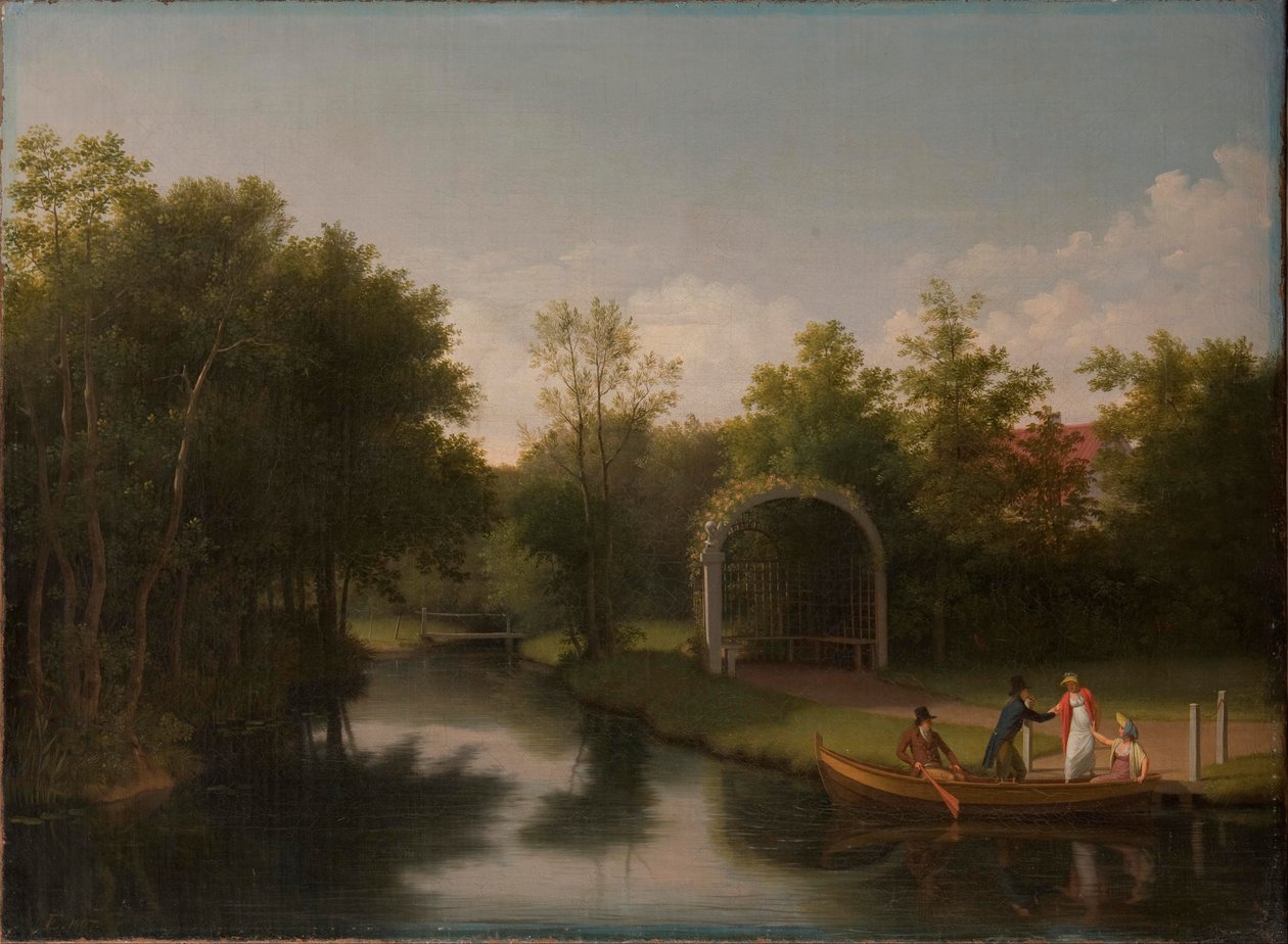 Puisto Sanderumgårdin kartanon puistossa oleva lehtimaja tekijältä Christoffer Wilhelm Eckersberg