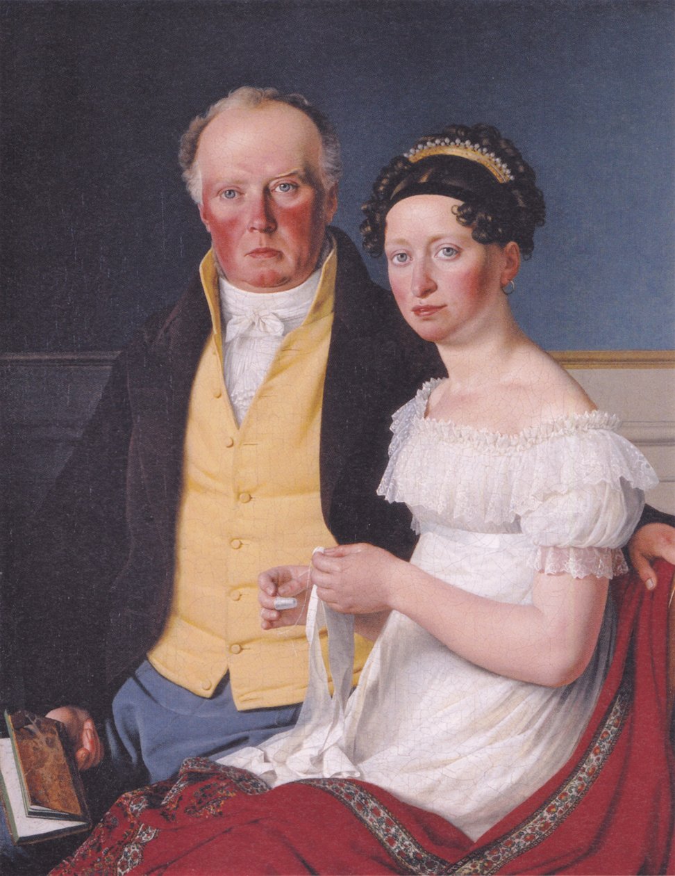 Tanskalainen:  Falbe Kaksoiskuva kreivi Preben Bille-Brahesta ja hänen toisesta vaimostaan Johanne Caroline, o.s. Falbe:sta tekijältä Christoffer Wilhelm Eckersberg