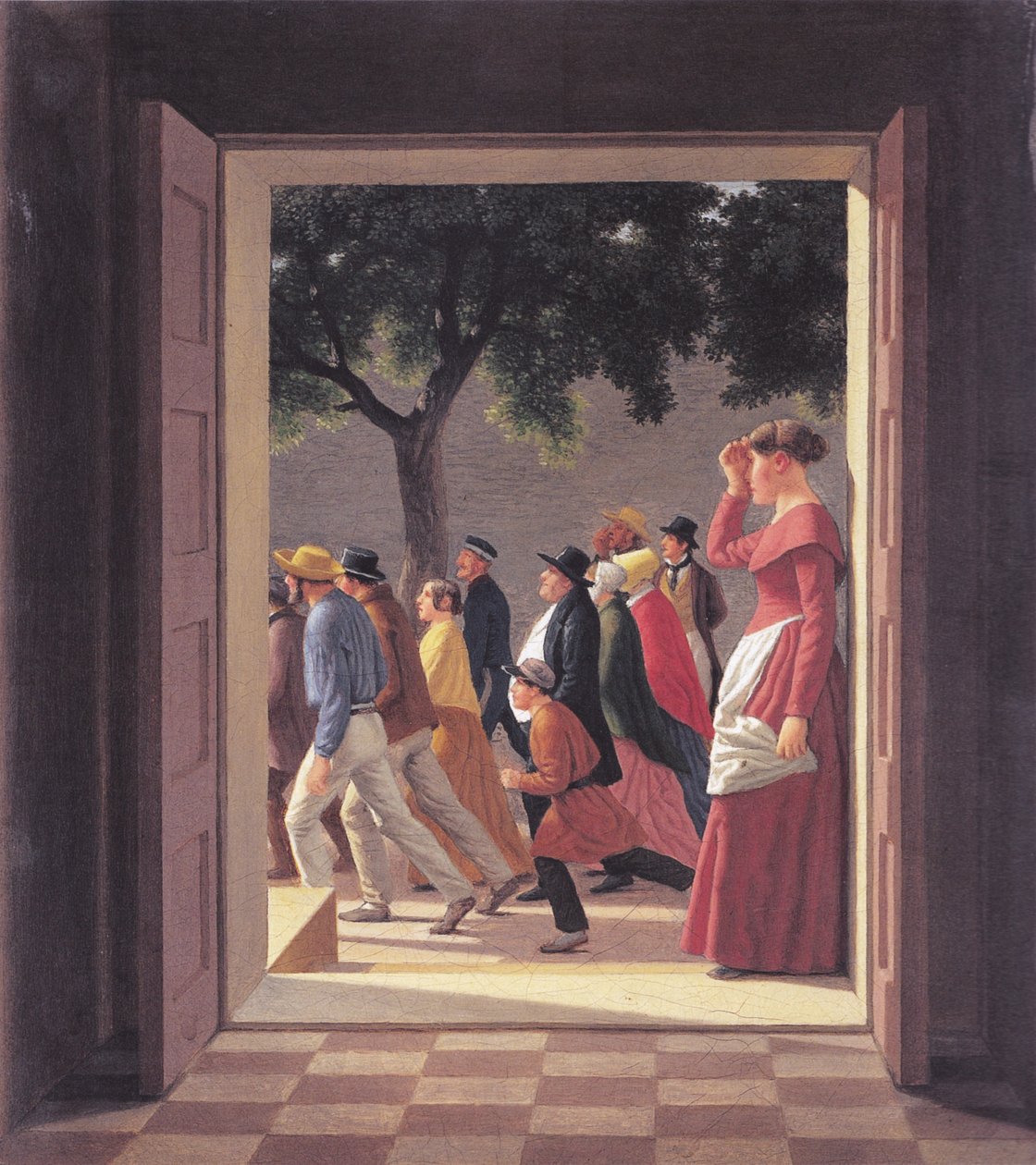 Näkymä oven läpi juokseviin lukuihin. tekijältä Christoffer Wilhelm Eckersberg