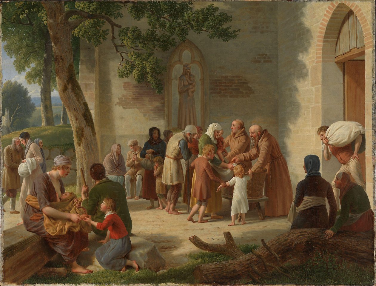 Vicelin jakamassa leipää köyhille tekijältä Christoffer Wilhelm Eckersberg