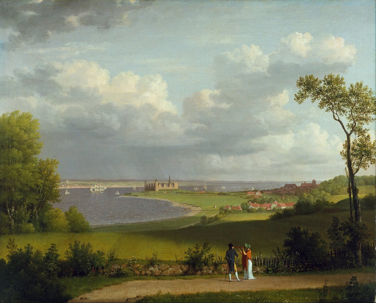 Näkymä Kronborgin linnasta pohjoiseen tekijältä Christoffer Wilhelm Eckersberg
