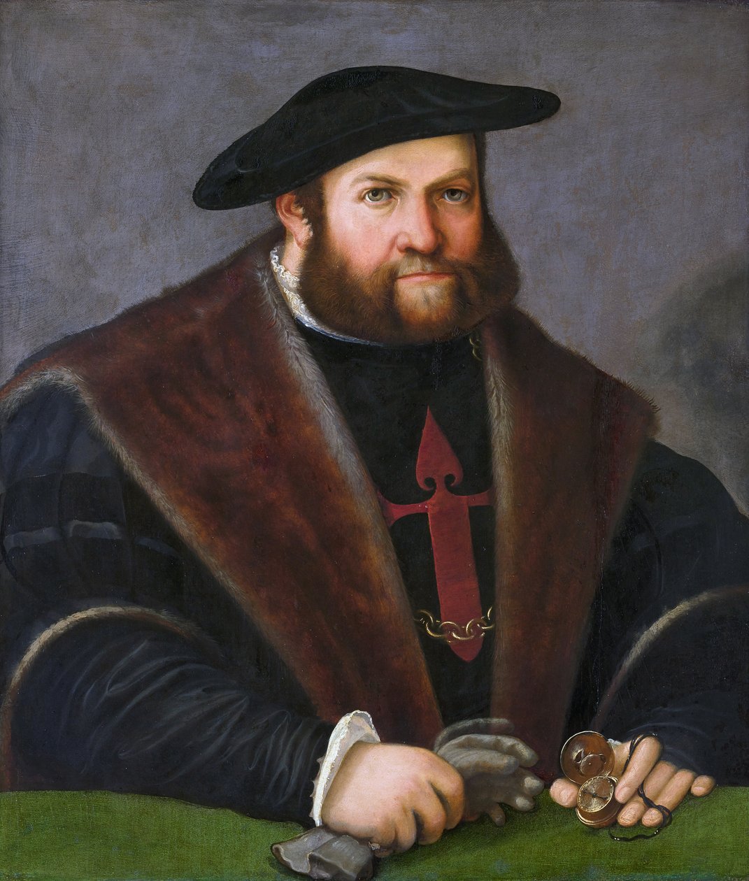 Saksa: Ulrich Ehingerin (1485-1537) muotokuva (Santiagon ritarin muotokuva) Ulrich Ehinger Santiagon ritarikunnan ritarina. tekijältä Christoph Amberger