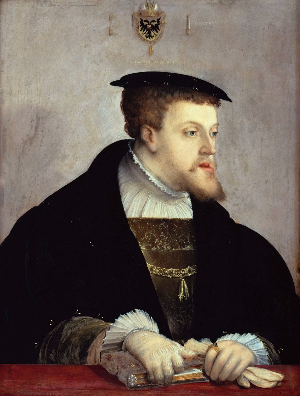 Keisari Kaarle V:n muotokuva 1500-1558, noin 1532 tekijältä Christoph Amberger