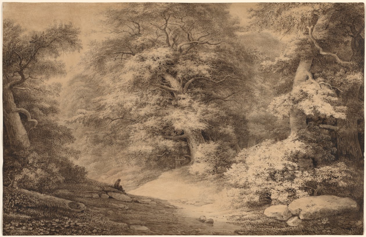 Pyökkipuu lepäävän matkustajan kanssa, 1803. tekijältä Christoph Nathe