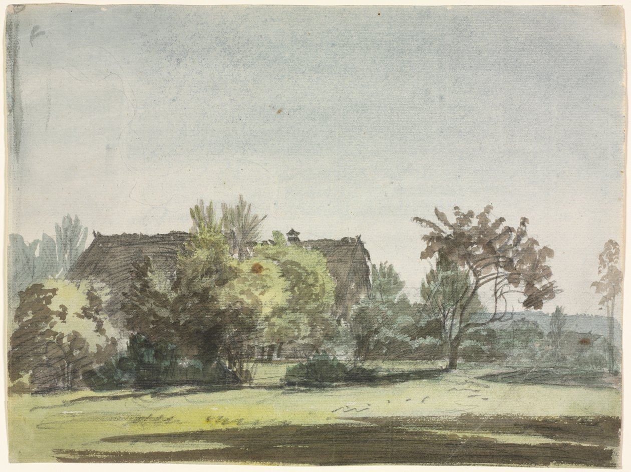 Maalaistalo puiden takana, n. 1790. tekijältä Christoph Nathe