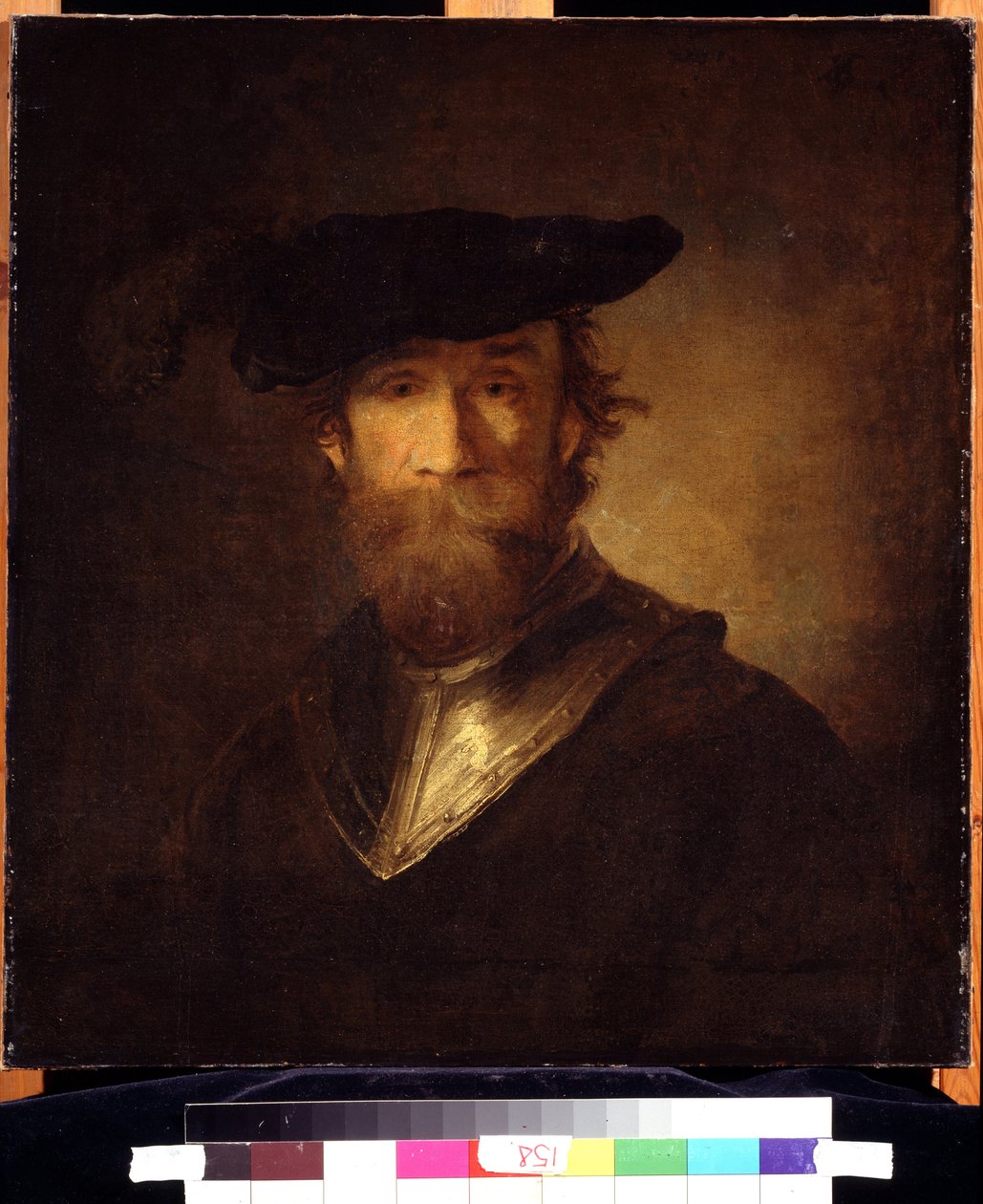Vanha sotilas mustassa baretissa. Vanha sotilas mustassa baretissa. Christopher Paudissin (1630-1666) maalaus. 1600-luvun saksalaista taidetta. Pushkinin taidemuseo, Moskova. tekijältä Christoph Paudiss