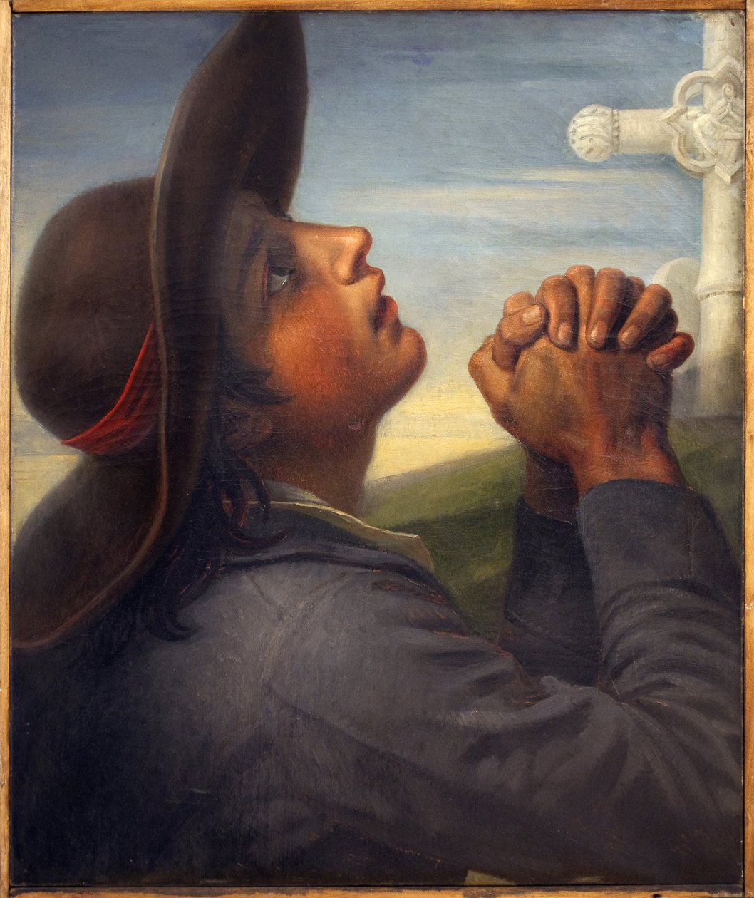 Talonpojan pää myyty. Thomas Degeorgen (1786-1854) maalaus, öljy kankaalle, noin 1830, tutkimus maalausta varten Bonchampin kuolema. ranskalainen art tekijältä Christophe Thomas Degeorge
