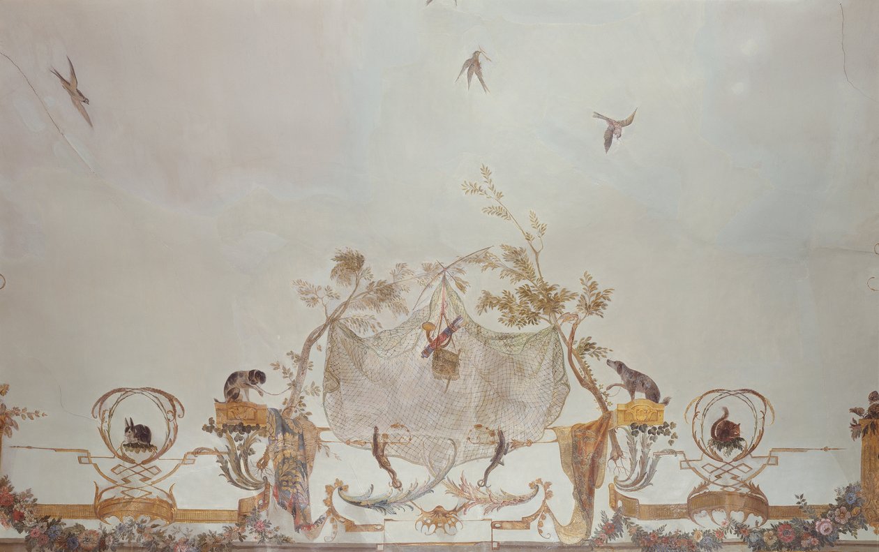 Grande Singerie, yksityiskohta, n. 1735 (seinämaalaus) tekijältä Christophe Huet