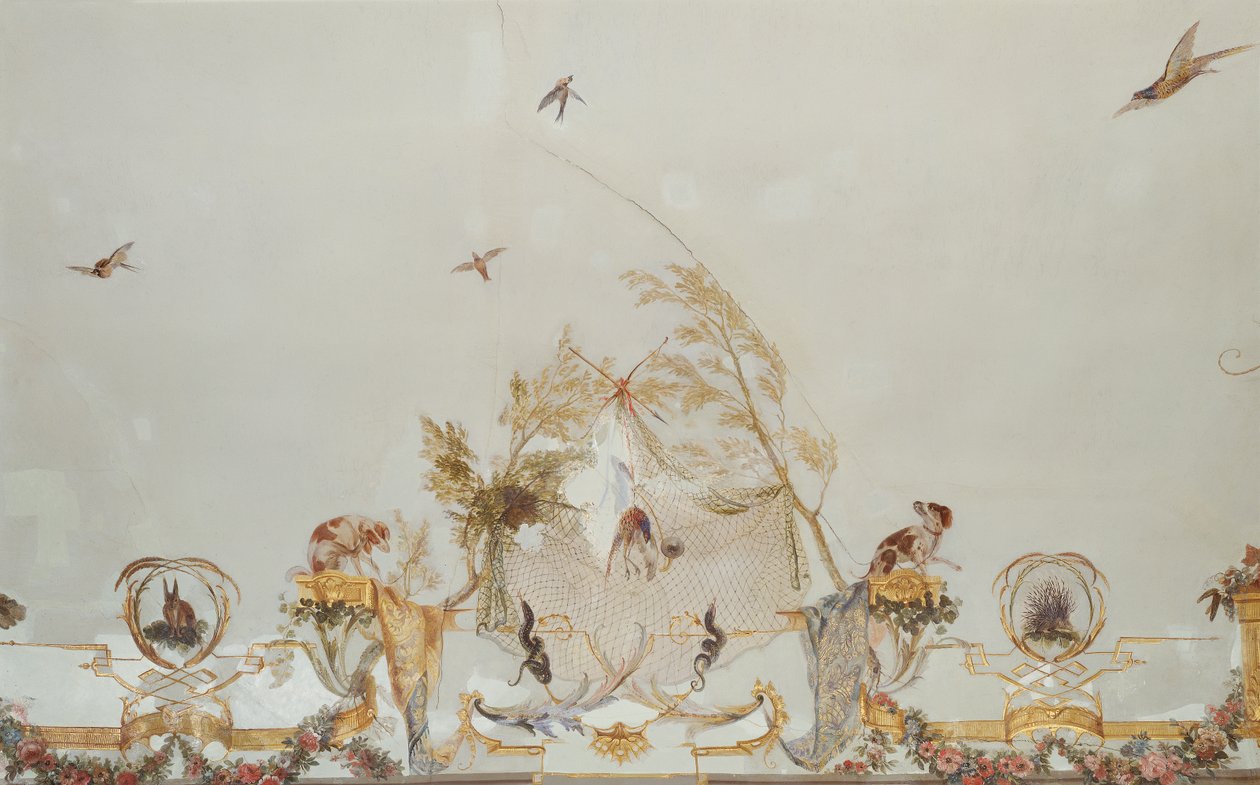 Grande Singerie, yksityiskohta, n. 1735 (seinämaalaus) tekijältä Christophe Huet