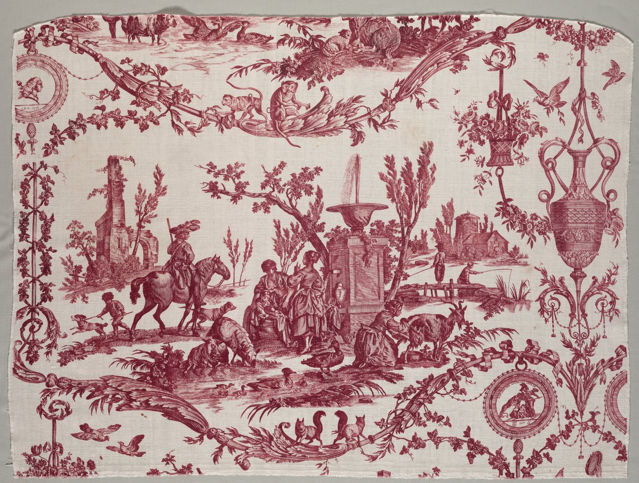 Fragmentteja kuparipainetusta puuvillasta, n. 1789. tekijältä Christophe Philippe Oberkampf