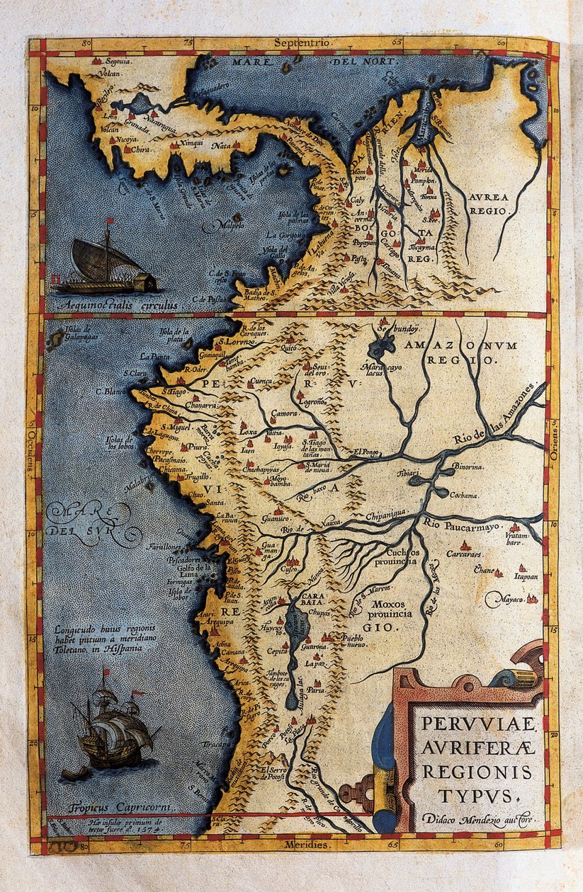 Perun kartta, Hernando de Soton vuoden 1570 tutkimusmatkan asiakirjoista tekijältä Christophe Plantin