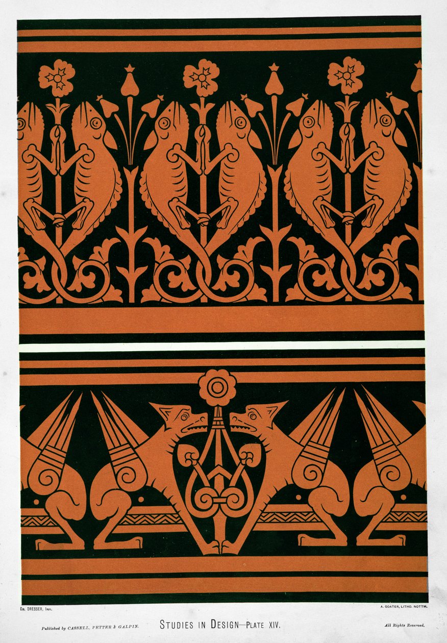 Levy XIV julkaisusta "Studies in Design", n. 1874-1876 tekijältä Christopher Dresser