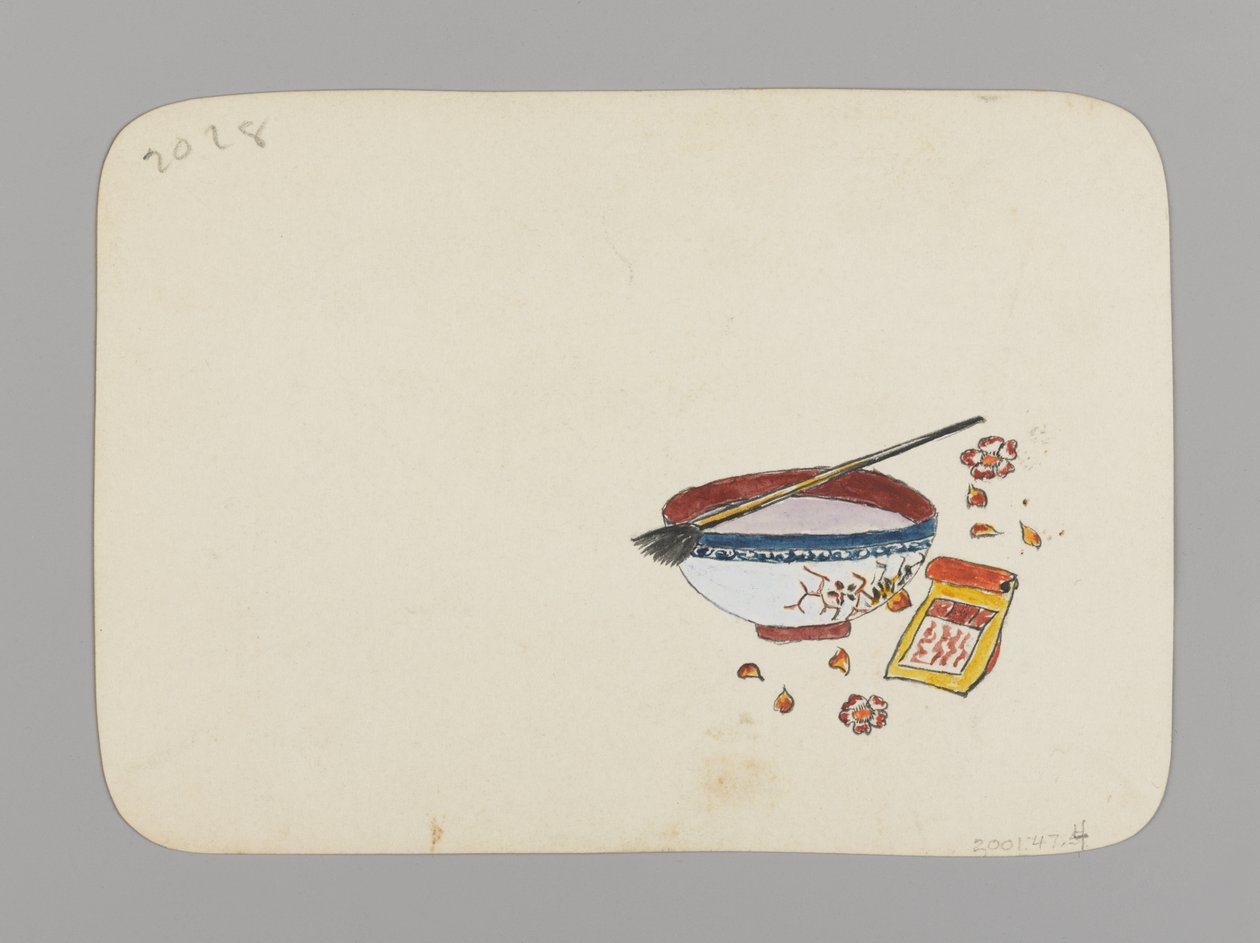 Paint Bowl and Brush (verso), n. 1880 (wc ja musta muste erittäin ohuella kartongilla) tekijältä Christopher Grant La Farge