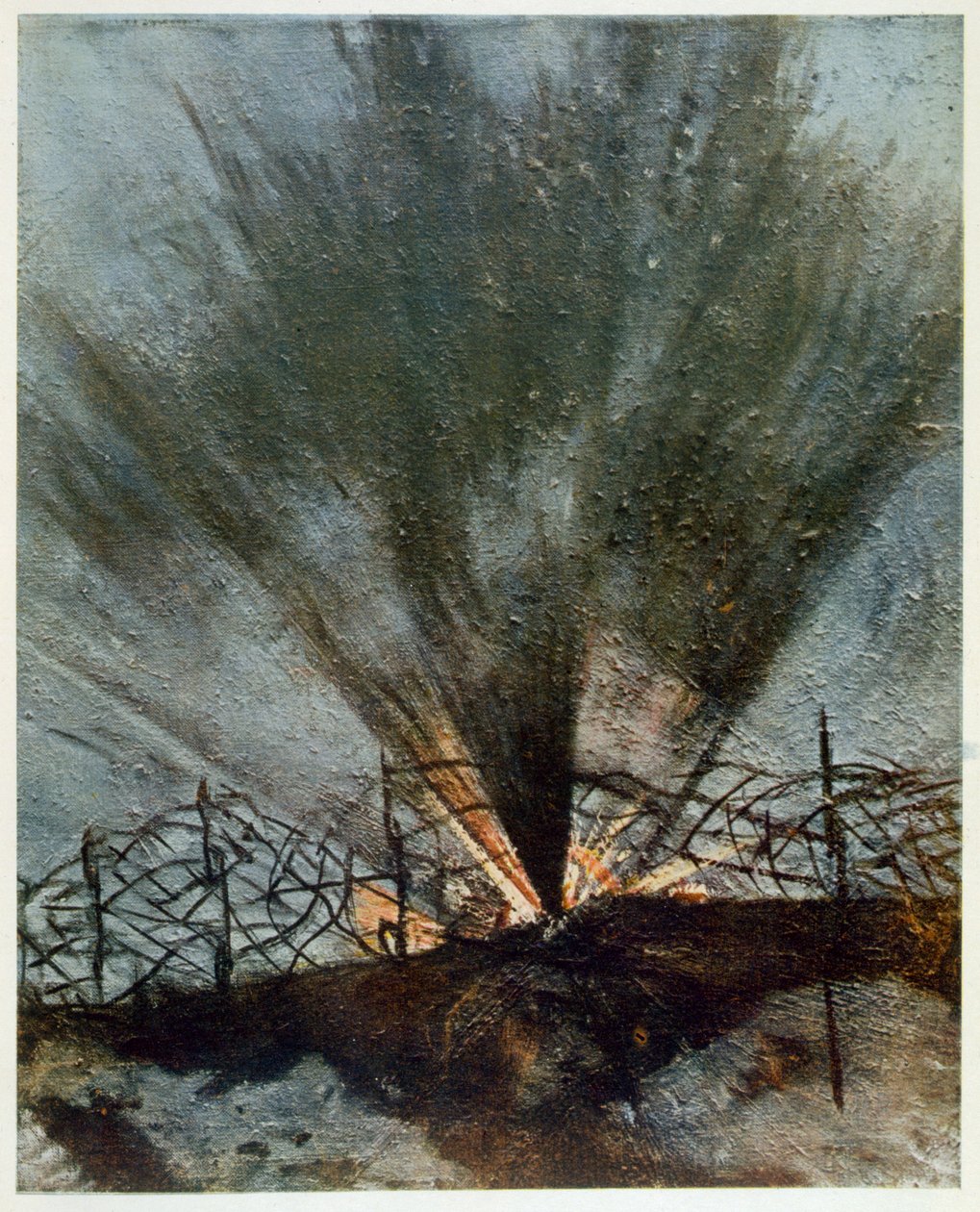 Bursting Shell, British Artists at the Front, jatkoa Länsirintamalle, 1918 tekijältä Christopher Richard Wynne Nevinson