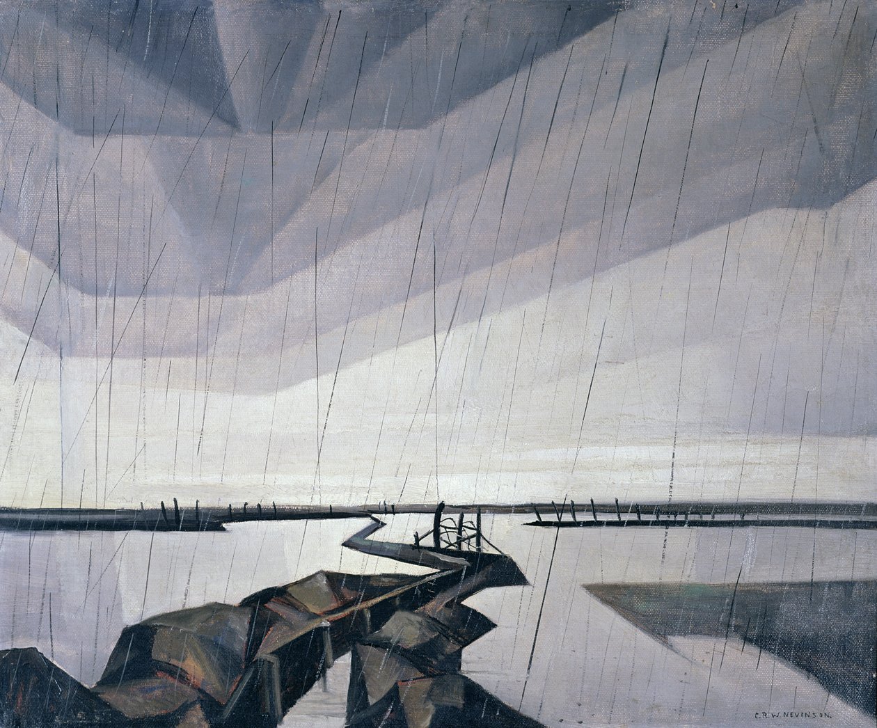 Yser-joen tulvinut kaivanto, 1916 tekijältä Christopher Richard Wynne Nevinson
