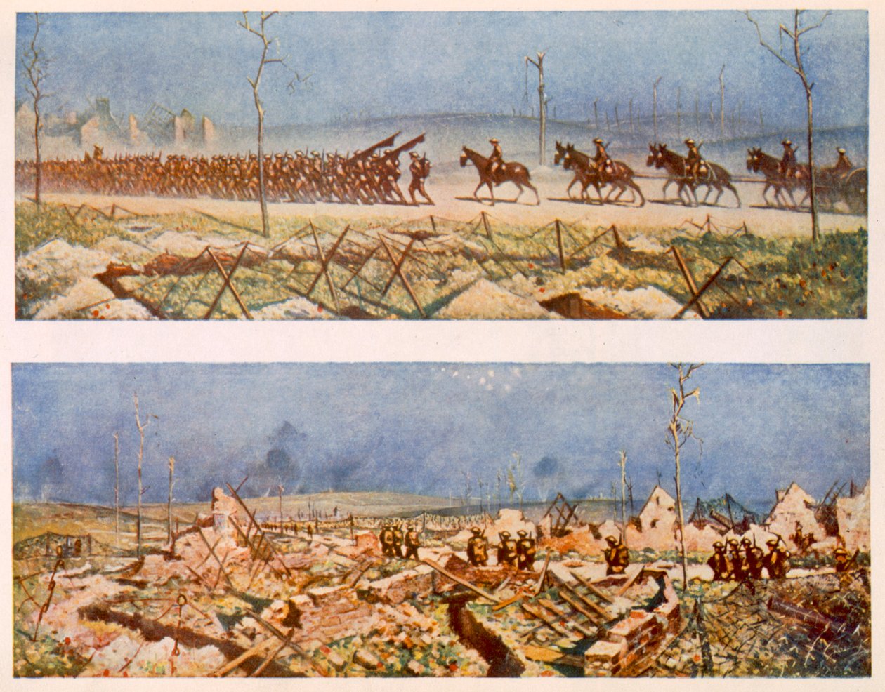 The Roads of France, C ja D, British Artists at the Front, jatkoa Länsirintamalle, 1917 tekijältä Christopher Richard Wynne Nevinson