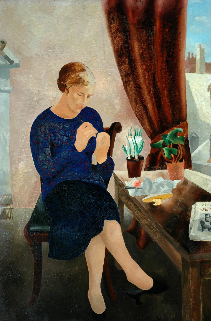 Istuva nainen ja Frosca Munsterin manikyyri ja muotokuva, 1929 tekijältä Christopher Wood