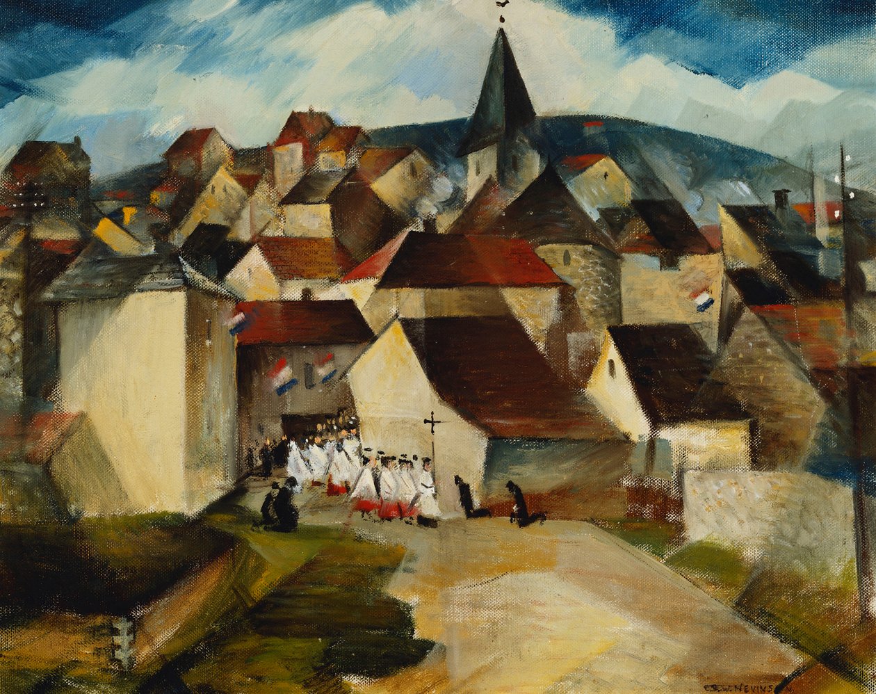 Village Procession, Ranska, n. 1923 tekijältä Christopher Richard Wynne Nevinson