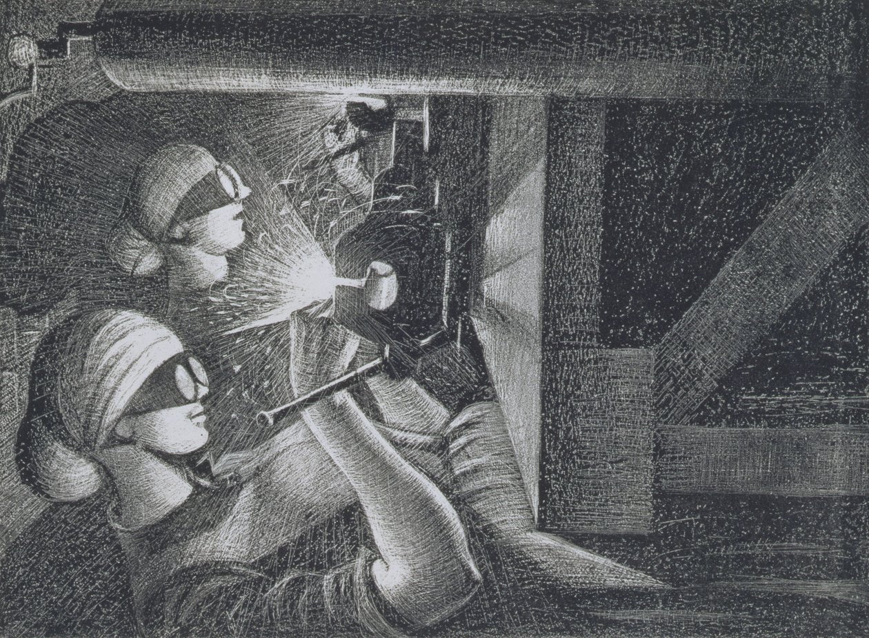 Asetyleenihitsaajat, 1917 (etsaus ja kuivakärki) tekijältä Christopher Richard Wynne Nevinson