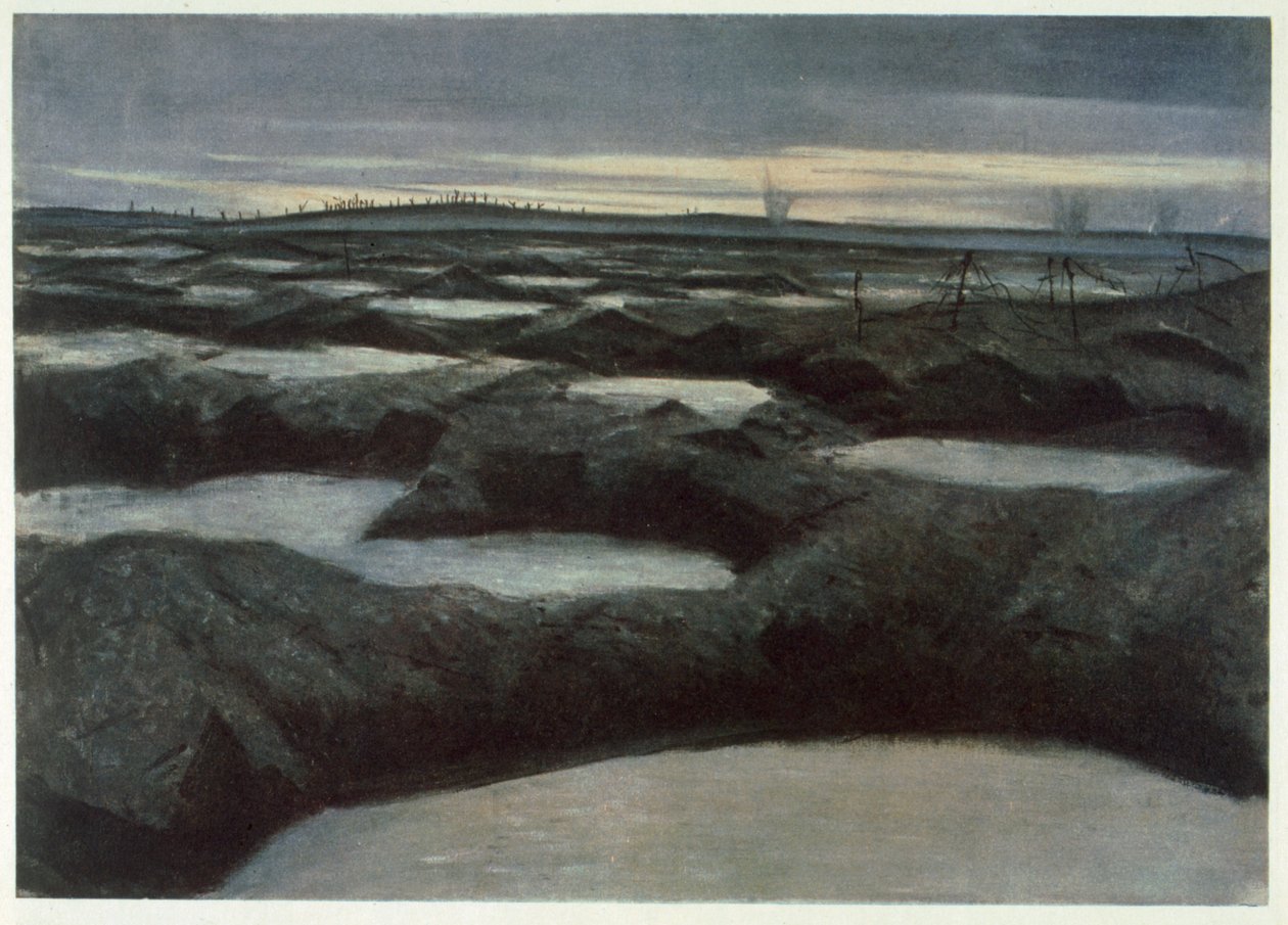 Työnnön jälkeen, teoksesta Brittiläiset taiteilijat rintamalla, jatkoa teoksesta Länsirintama, 1918. tekijältä Christopher Richard Wynne Nevinson