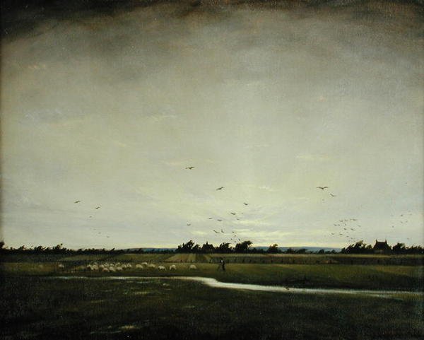 Englantilainen maisema, Romney Marsh (öljy kankaalle) tekijältä Christopher Richard Wynne Nevinson