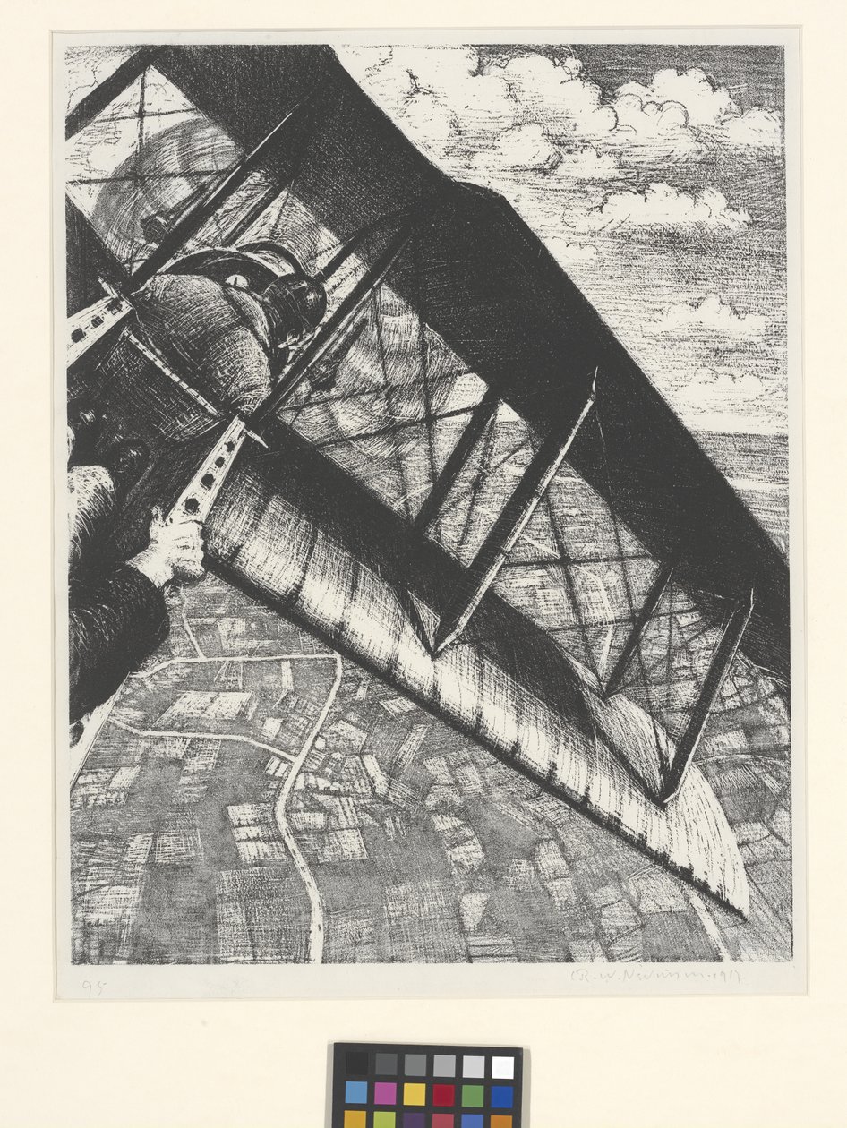 Lentokoneen rakentaminen: 4 000 jalan korkeus (litografia) tekijältä Christopher Richard Wynne Nevinson
