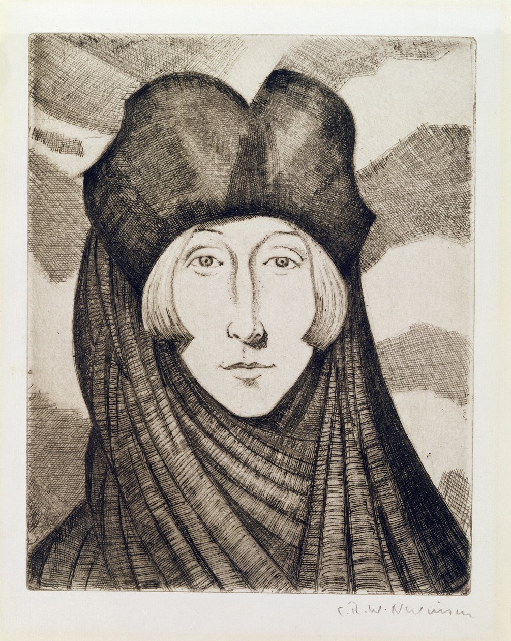 Edith Sitwell (1887-1964) 1927 (etsaus ja kuivakärki) tekijältä Christopher Richard Wynne Nevinson