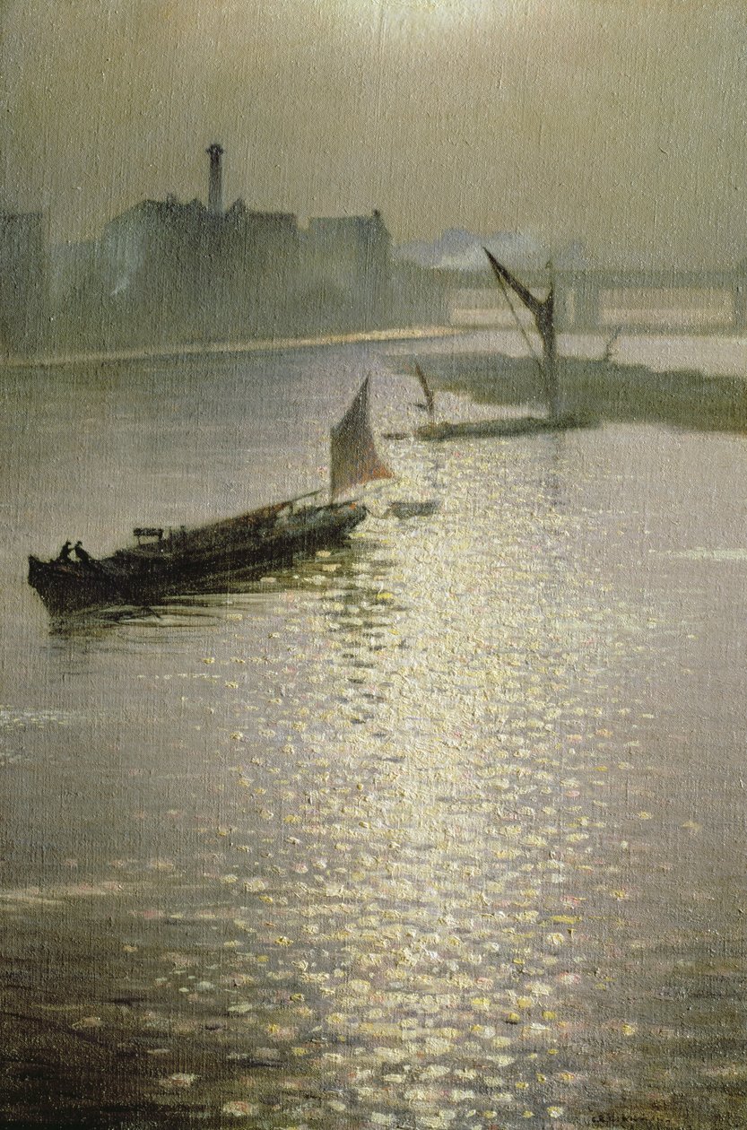 Waterloon sillalta: Aurinko paistaa sumun läpi, n. 1924 tekijältä Christopher Richard Wynne Nevinson