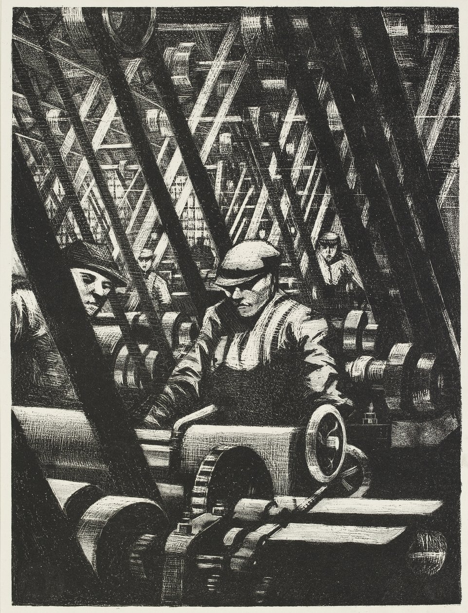 Moottorin valmistus, 1917 tekijältä Christopher Richard Wynne Nevinson
