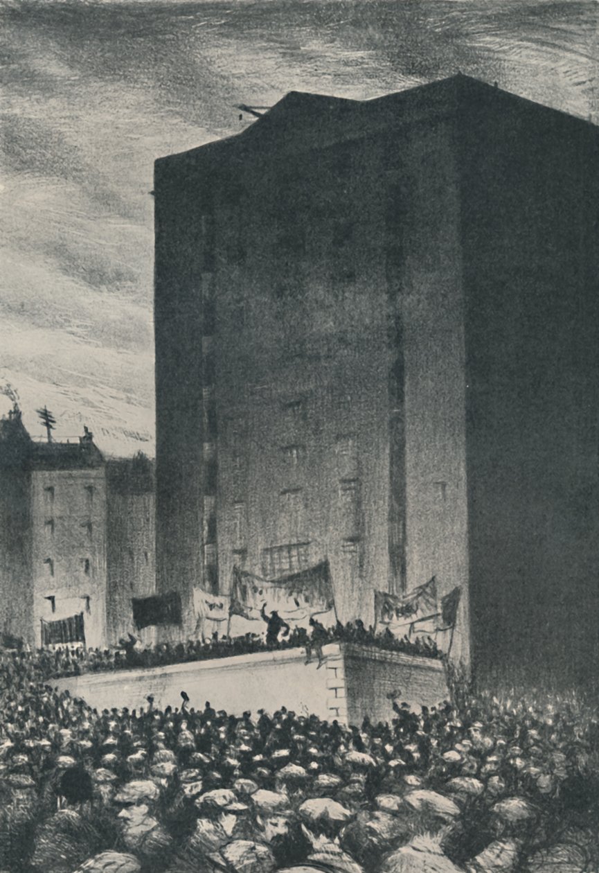 Rautatien lakko - Tapaaminen Tower Hillillä, 1919, 1920 tekijältä Christopher Richard Wynne Nevinson