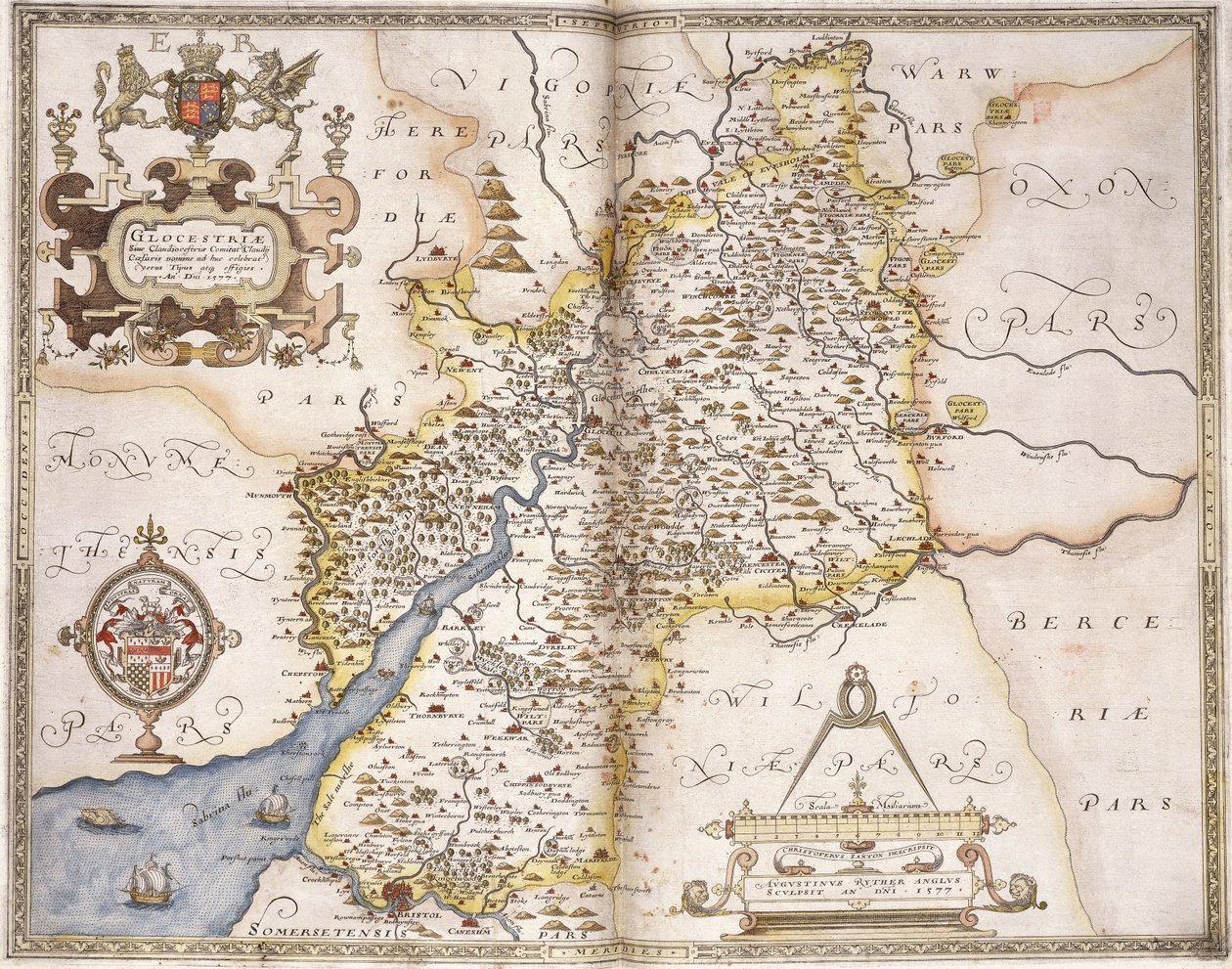 Gloucester (shire), 1579 tekijältä Christopher Saxton