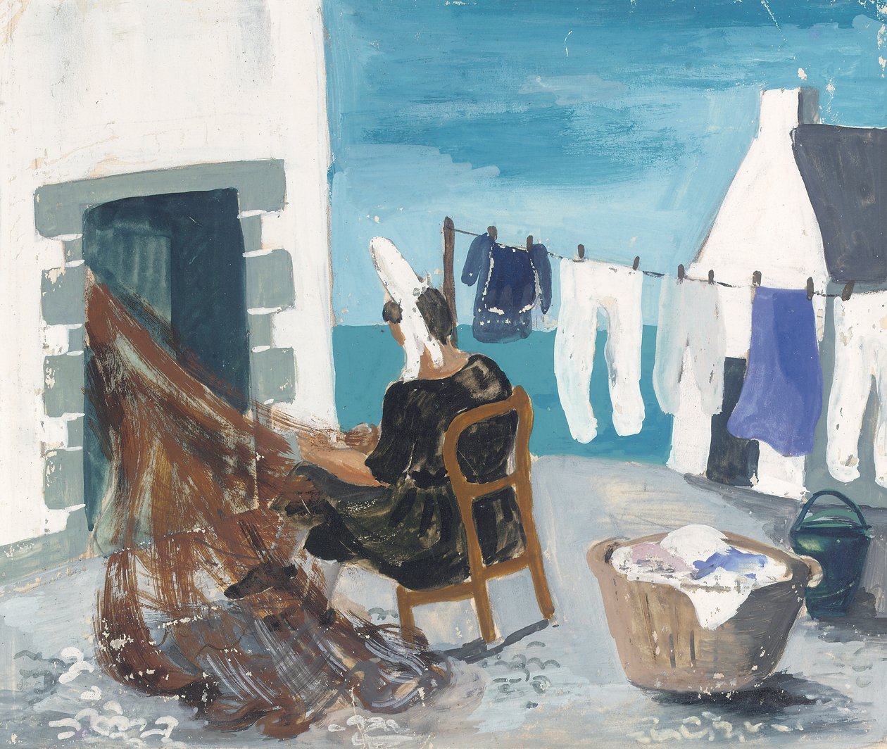 Korjausverkot, Tréboul, n. 1930 (kynä ja guassi paperilla) tekijältä Christopher Wood
