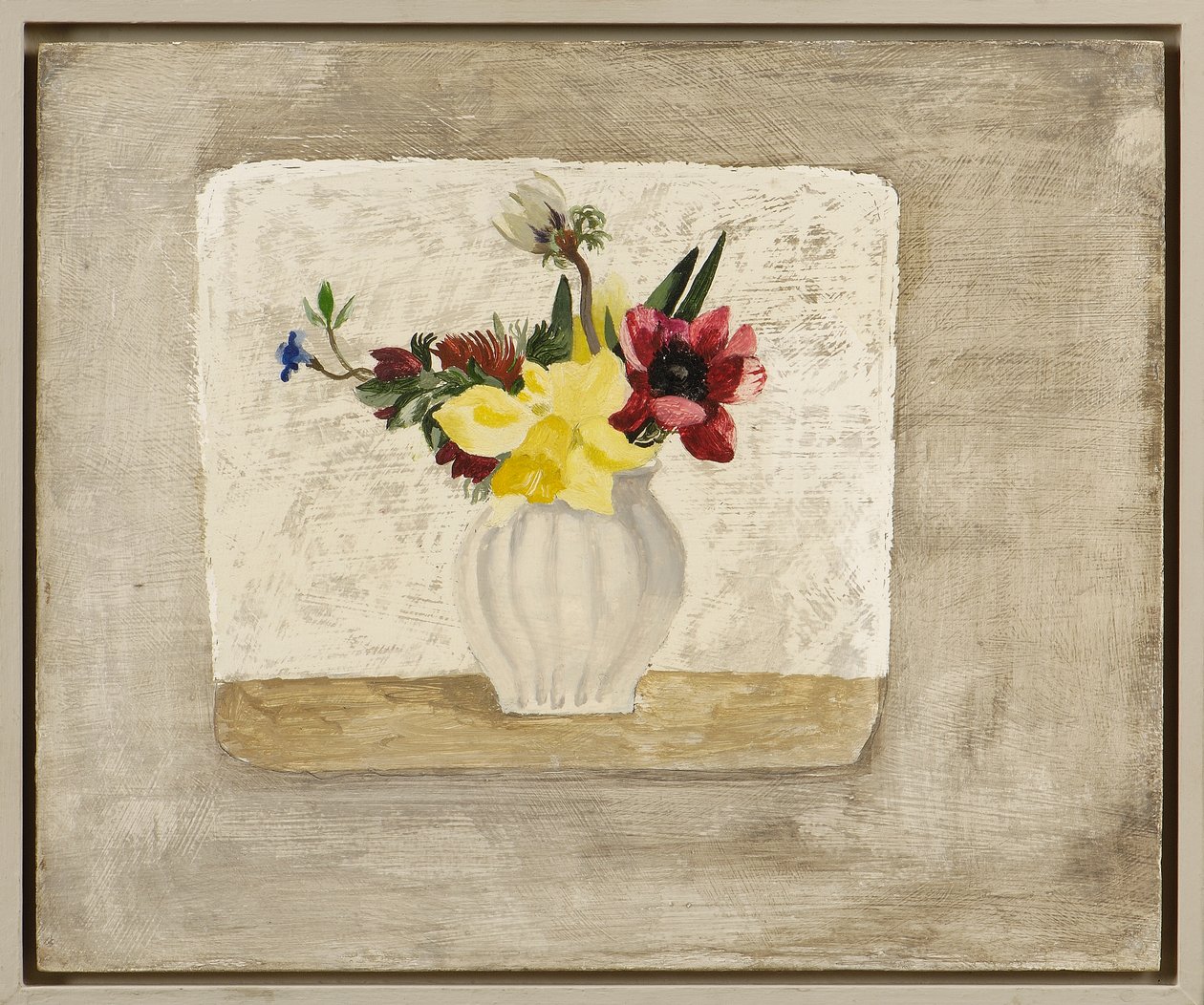 Kevään kukat valkoisessa purkissa, n. 1928 tekijältä Christopher Wood