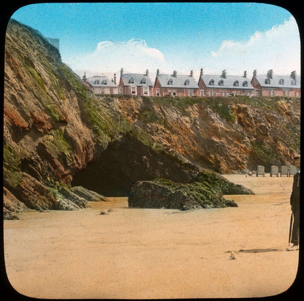 Ranta ja kalliot, Newquay, Cornwall, 1800-luvun loppu tai 1900-luvun alku tekijältä Church Army Lantern Department