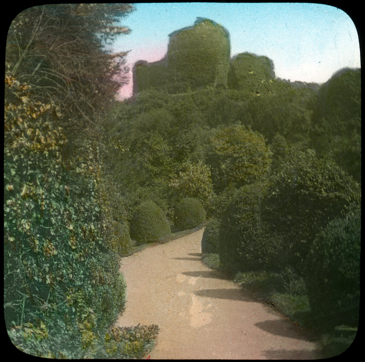 Launceston Castle, Cornwall, 1800-luvun loppu tai 1900-luvun alku. tekijältä Church Army Lantern Department