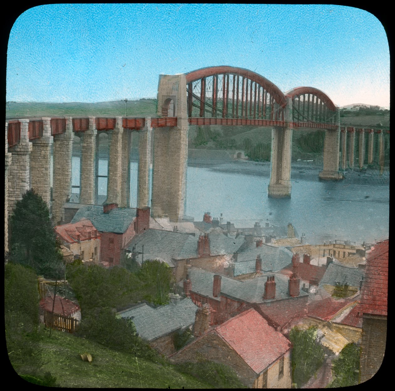 Royal Albert Bridge, Saltash, Cornwall, 1800-luvun loppu tai 1900-luvun alku tekijältä Church Army Lantern Department