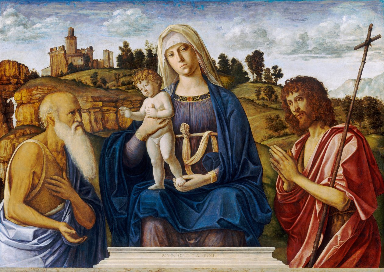 Madonna ja lapsi Pyhän Hieromuksen ja Pyhän Johannes Kastajan kanssa tekijältä Cima da Conegliano