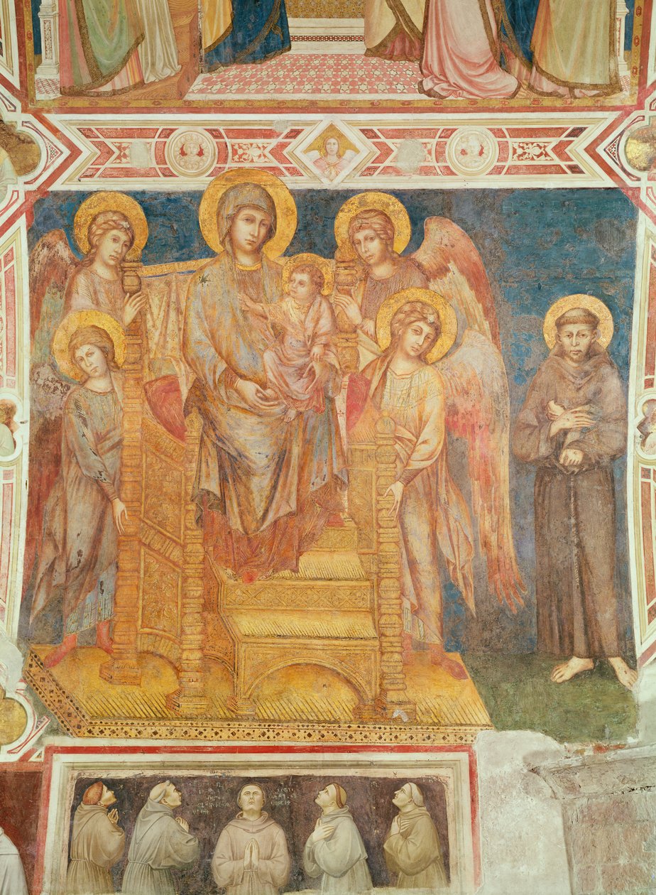 Neitsyt ja lapsi, enkelit ja pyhä Franciscus Assisilainen (katso myös 741489) tekijältä Giovanni Cimabue