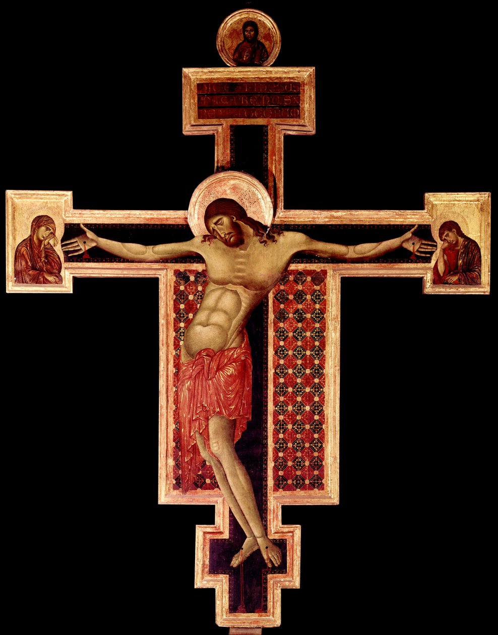 Krusifiksi Detrempe Cimabuen (Cenni di Pepo) puuhun (1272-1302) 1268-1271 Mitat 336x267 cm Arezzo, San Domenicon kirkko tekijältä Cimabue
