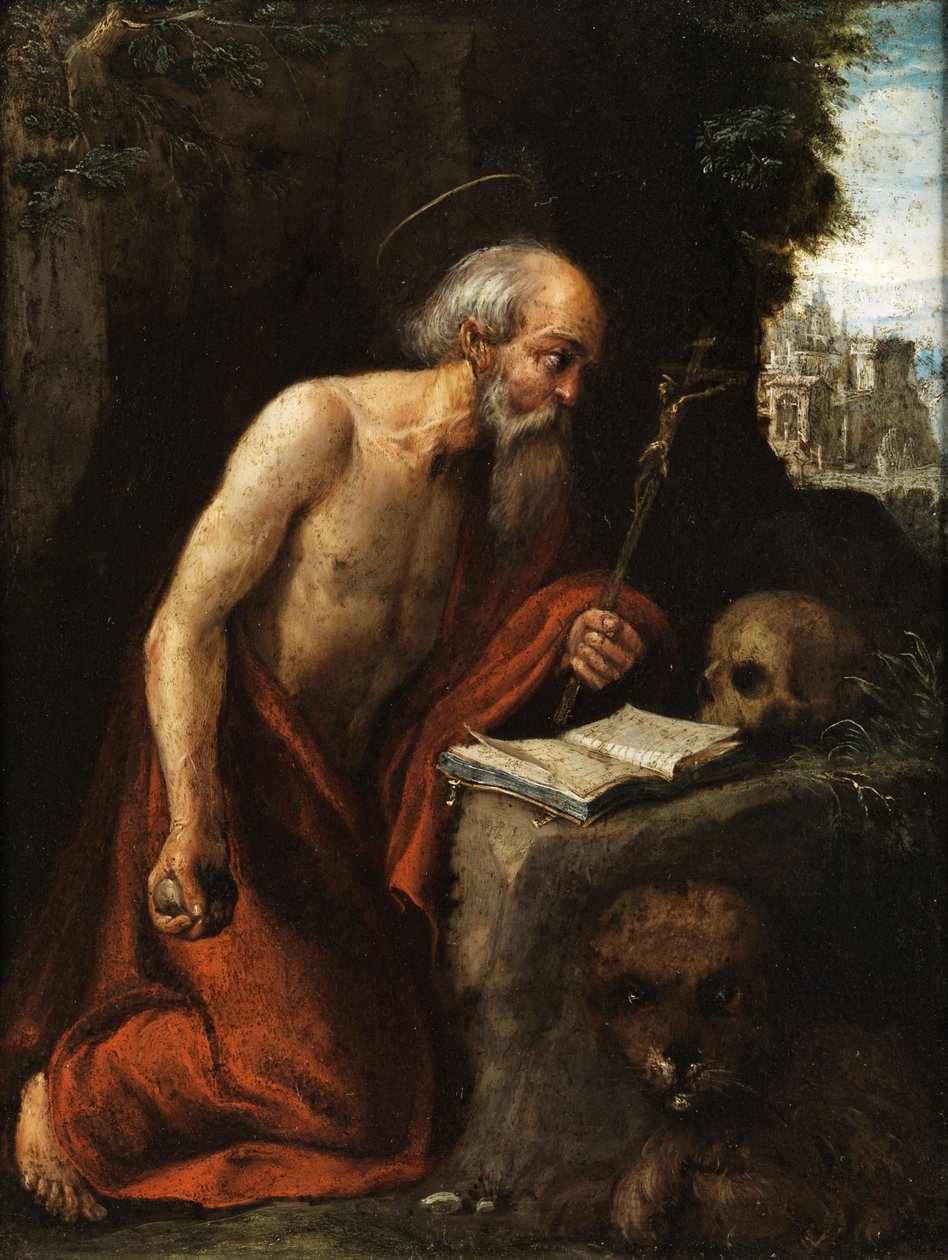 Der Heilige Hieronymus im Bussgebet tekijältä Circle of Adam Elsheimer