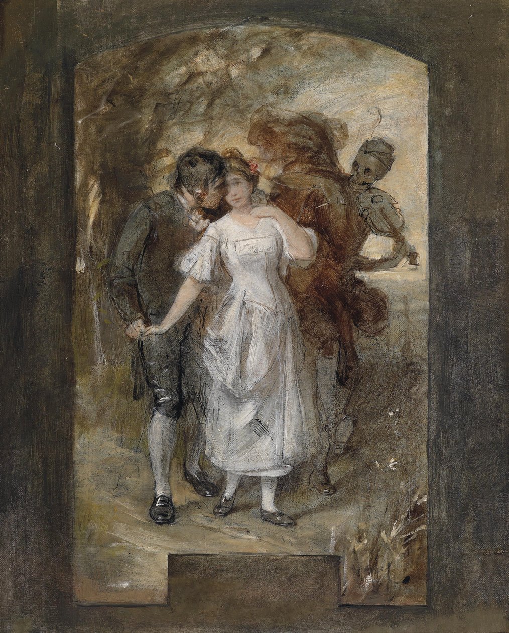 Junges Paar und der Tod tekijältä Circle of Hans Makart